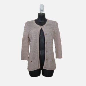 Trina Turk size Small Ashbridge Knit Cardigan Sweater Button Front Tan NEW